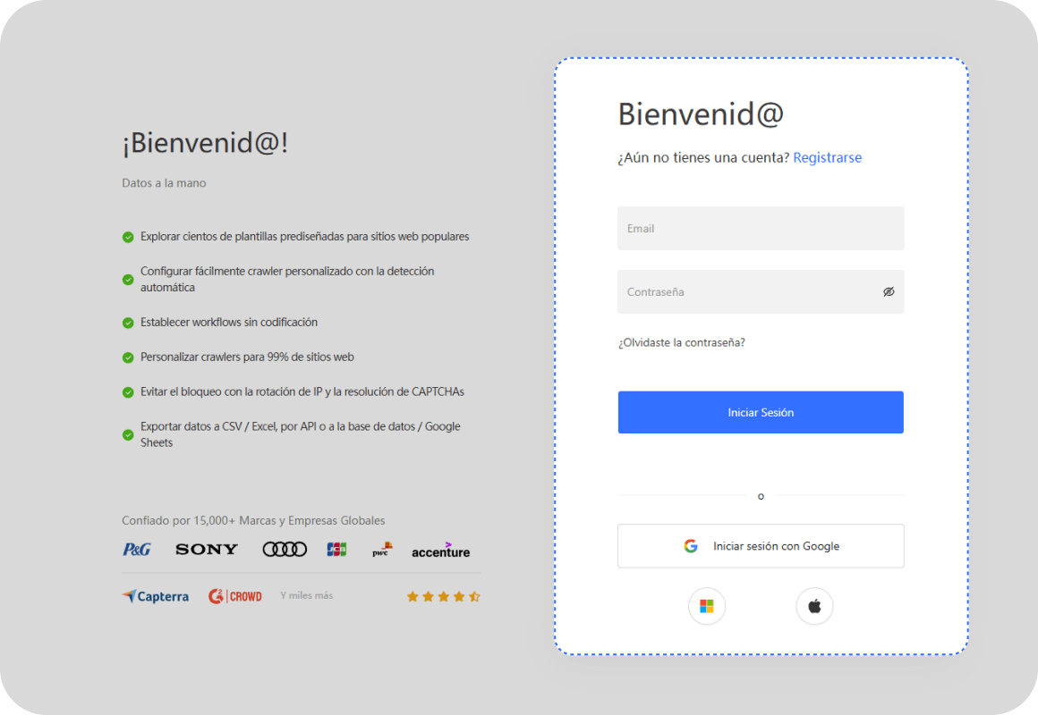 Regístrate en Octoparse